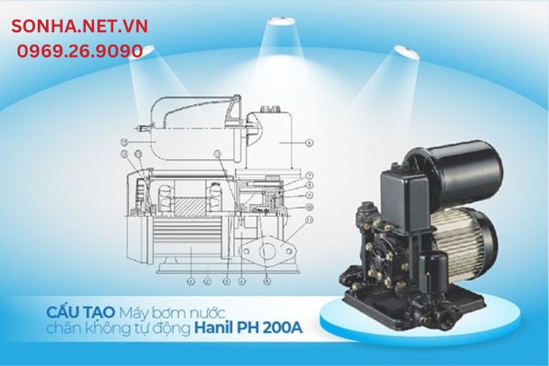 M&aacute;y bơm tăng &aacute;p Hanil PH 200A cấu tạo từ vật liệu cao cấp n&ecirc;n hoạt động mạnh mẽ, bền bỉ thời gian