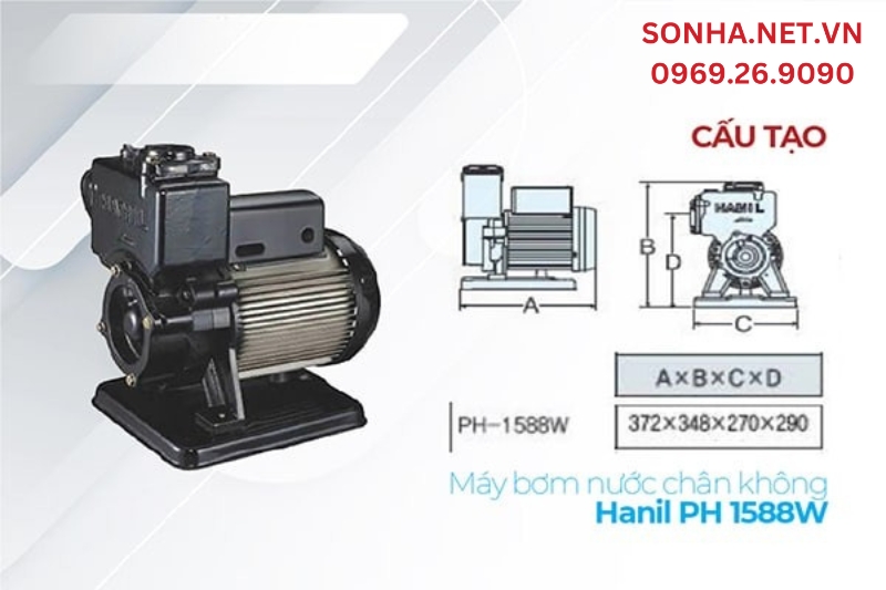 Cấu tạo m&aacute;y bơm nước Hanil PH 1588w