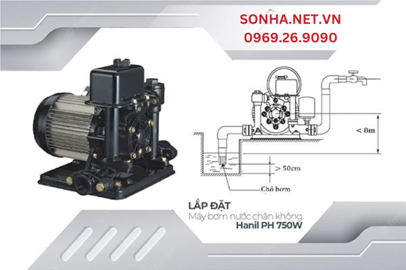 Lắp đặt m&aacute;y bơm Hanil 750W