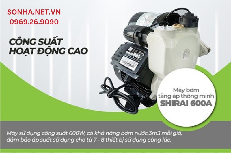 M&aacute;y bơm nước JLm Shirai 600A được ưa chuộng  nhờ c&ocirc;ng suất hoạt động cao