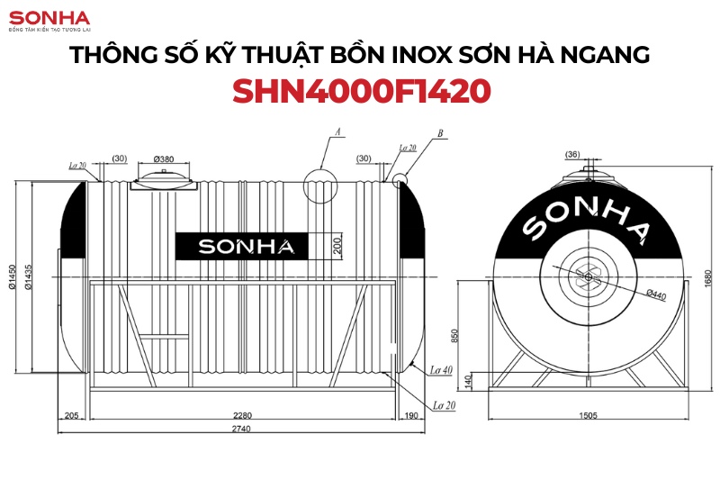 Bản vẽ kỹ thuật t&eacute;c nước inox ngang Trang Chủ Game Trực Tuyến Cổng Game 8kbet.com 4000L F1420