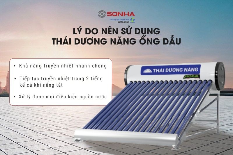Lợi &iacute;ch khi sử dụng th&aacute;i dương năng Eco Plus ống dầu 240l