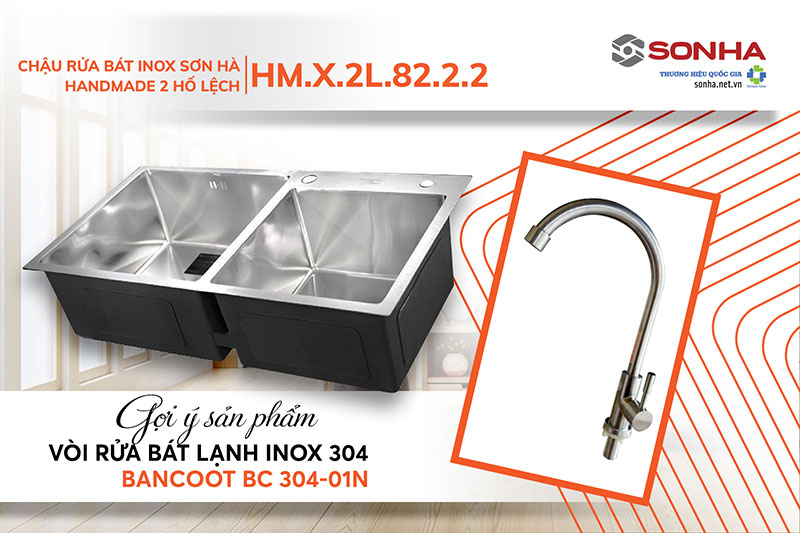 Mua chậu rửa b&aacute;t Trang Chủ Game Trực Tuyến Cổng Game 8kbet.com Luxury HM.X.2L.82.2.2 v&agrave; v&ograve;i Bancoot BC 304-01N