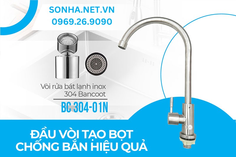 Đầu vòi Bancoot BC 304-01N khả năng chống bắn, tạo bọt hiệu quả