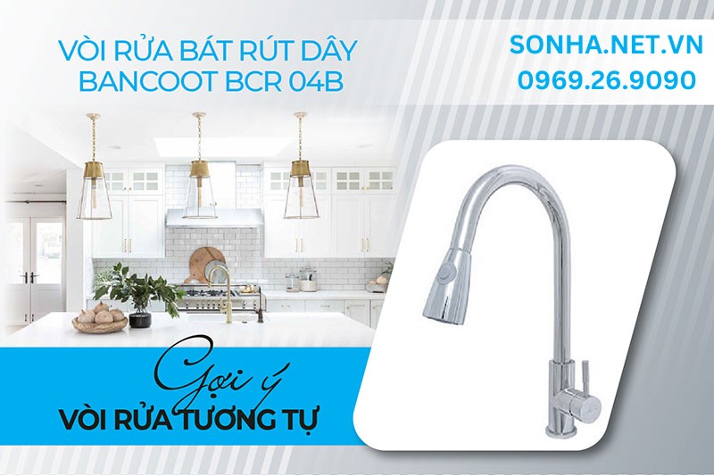 Vòi rửa bát rút dây Bancoot BCR 04B bền đẹp, đa tiện ích sử dụng