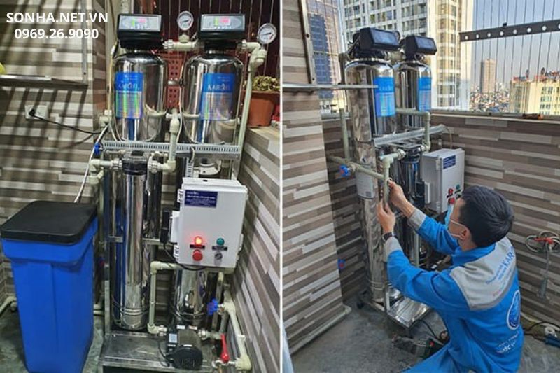 Lắp đặt m&aacute;y lọc nước đầu nguồn Karofi KTF-332IT cho kh&aacute;ch h&agrave;ng