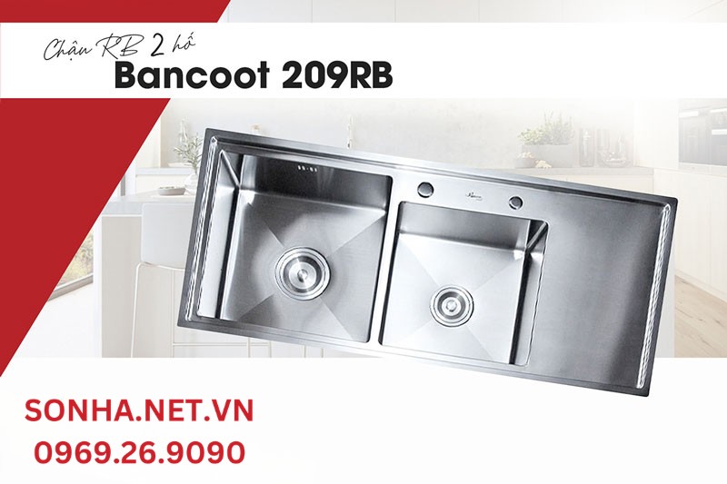 Chậu rửa b&aacute;t 2 hố Bancoot 209RB thiết kế tinh tế, tiện &iacute;ch sử dụng