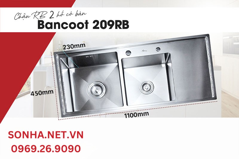 Bồn rửa ch&eacute;n 2 ngăn Bancoot 209RB ph&ugrave; hợp 8Kbet888 cá cược thể thao sử dụng nhiều