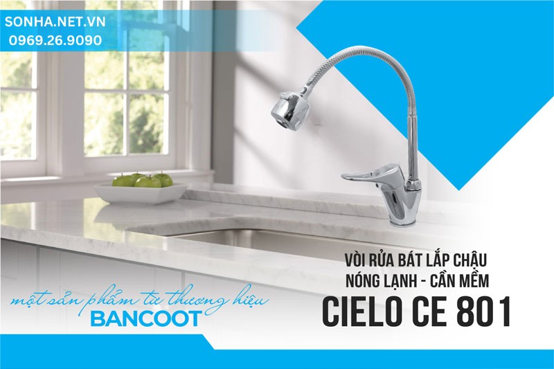 Vòi rửa bát nóng lạnh Cielo CE 801 bền bỉ, tiện lợi, giá hợp lý