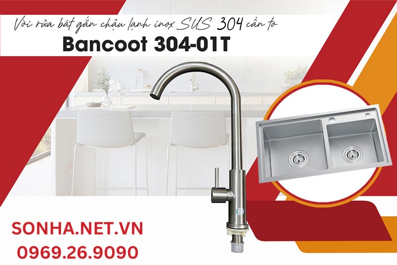Sắm ngay bộ đ&ocirc;i chậu Bancoot 208R v&agrave; v&ograve;i Bancoot 304-01T cho căn bếp 
