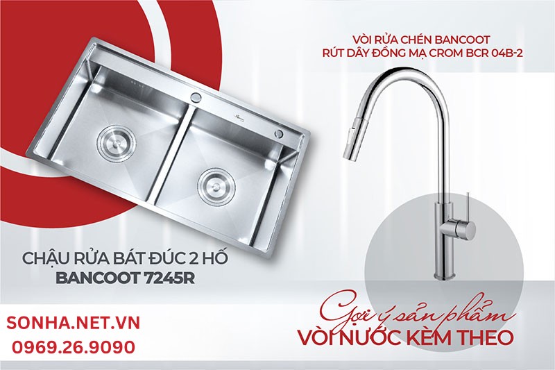 Chậu Bancoot 7245R tiện &iacute;ch sử dụng c&ugrave;ng v&ograve;i BCR 04B-2