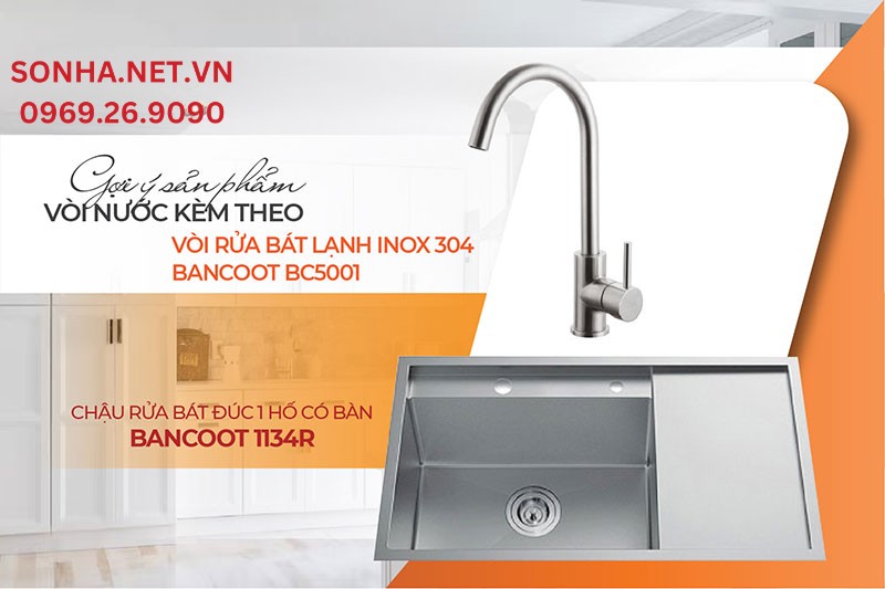 Cặp đ&ocirc;i tuyệt hảo chậu Bancoot 1134R v&agrave; v&ograve;i Bancoot BC5001 