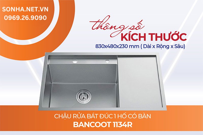 K&iacute;ch thước chậu Bancoot 1134R ph&ugrave; hợp nhu cầu sử dụng &iacute;t