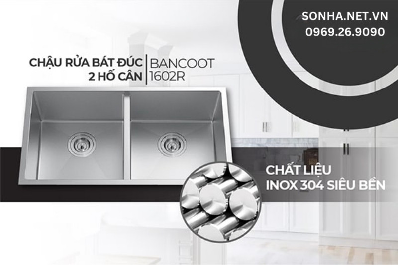 Chậu rửa Bancoot 1602R l&agrave;m từ chất liệu inox 304 mang nhiều c&ocirc;ng dụng tới người d&ugrave;ng