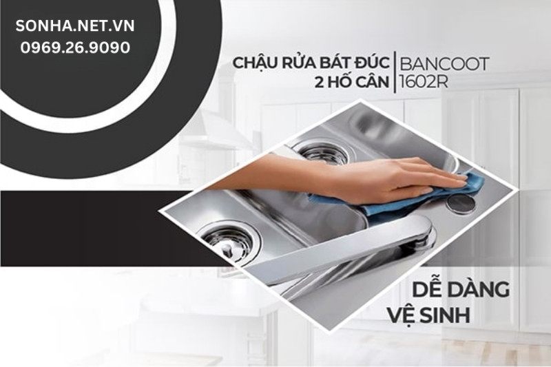 Bancoot 1602R rất dễ vệ sinh do được l&agrave;m từ inox 304 cao cấp