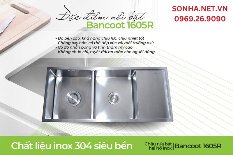 Chậu Bancoot 1605R được ưa chuộng nhờ 4 ưu điểm inox 304