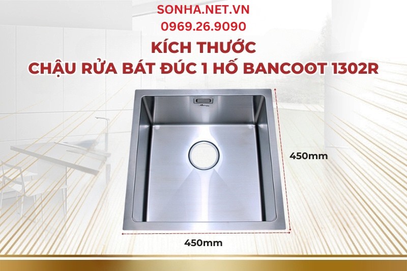 K&iacute;ch thước bồn rửa b&aacute;t ch&eacute;n 1 hố vu&ocirc;ng nhỏ gọn