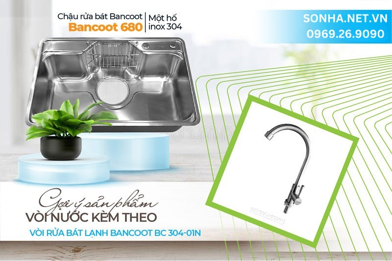 Bộ đ&ocirc;i chậu v&ograve;i Bancoot tiện &iacute;ch HQ Bancoot 680 v&agrave; BC 8001