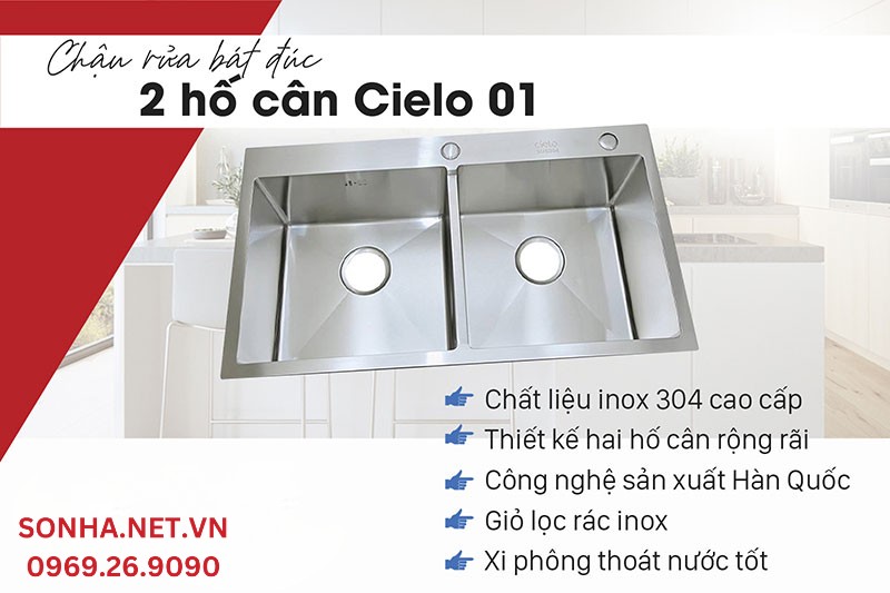 5 ưu điểm nổi bật chậu rửa 2 hố Cielo 01 được ưa chuộng