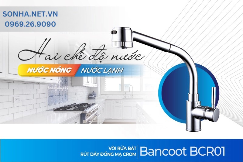 Vòi rửa bát Bancoot BCR01 sở hữu 2 chế độ nước nóng và lạnh