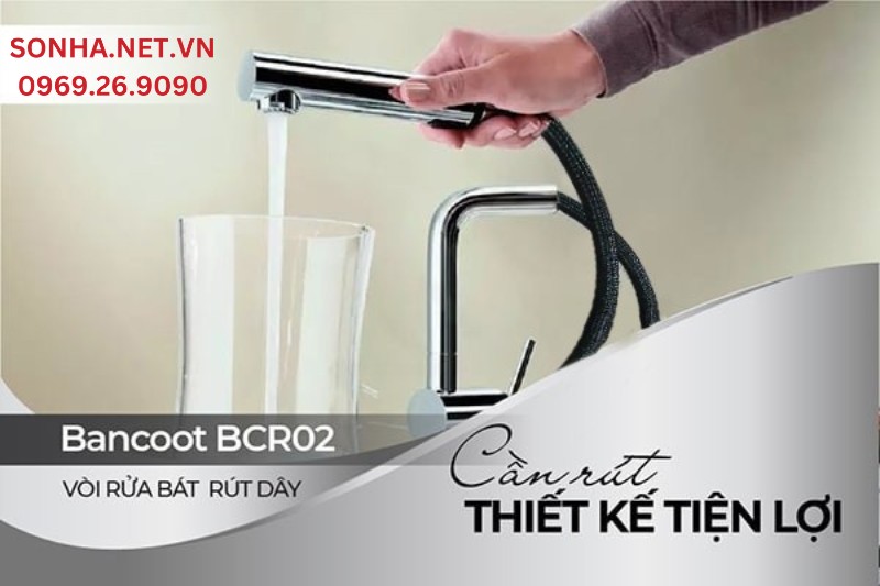 Vòi rửa bát Bancoot BCR02 tiện lợi cho người dùng với thiết kế cần rút