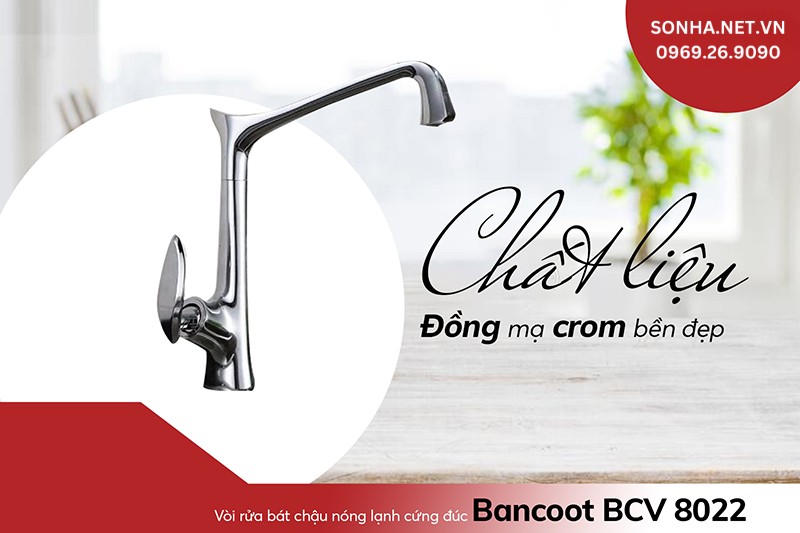 Vòi Bancoot BCV 8022 làm từ đồng mạ crom có độ bền, 8Kbet là nhà cái cá cược trực tuyến uy tín hàng đầu Việt Nam cao