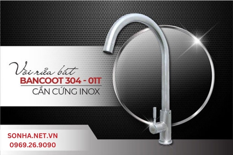 V&ograve;i rửa b&aacute;t lạnh inox 304 Bancoot 304-01T bền đẹp, tối giản, tiện &iacute;ch