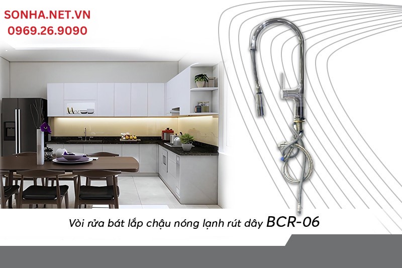 V&ograve;i Bancoot BCR-06 tiện &iacute;ch với dạng v&ograve;i d&acirc;y r&uacute;t v&agrave; 2 đường n&oacute;ng lạnh