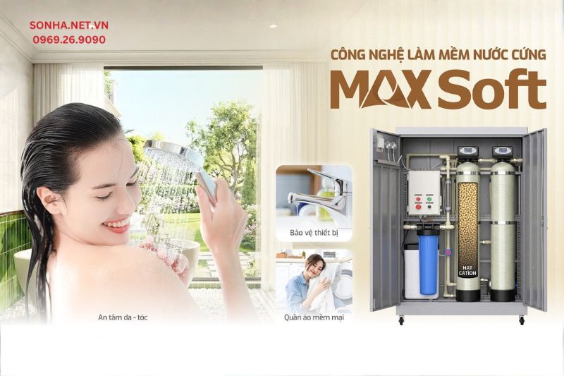 C&ocirc;ng nghệ lọc Max Soft với khả năng l&agrave;m mềm nước hiệu quả