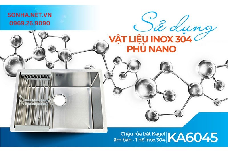 Chậu Kagol KA6045 l&agrave;m từ inox 304 cao cấp 
