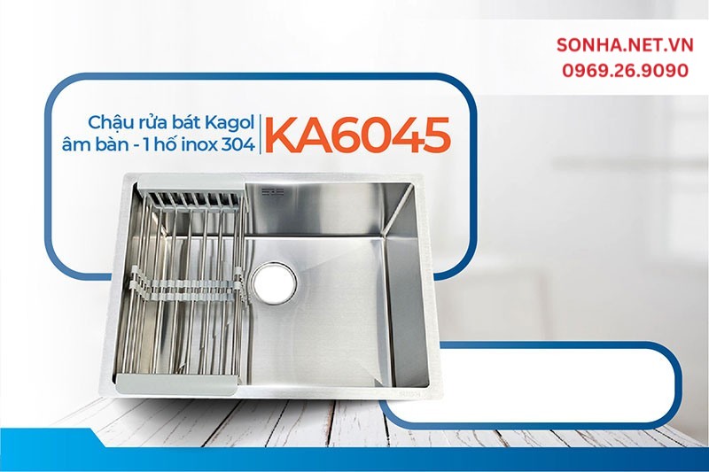 Chậu rửa b&aacute;t 1 hố Kagol KA6045 tối giản, tiện &iacute;ch, hiện đại