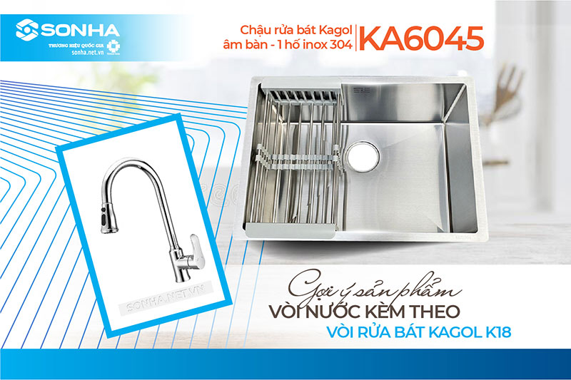 Chậu Kagol KA6045 v&agrave; v&ograve;i K18