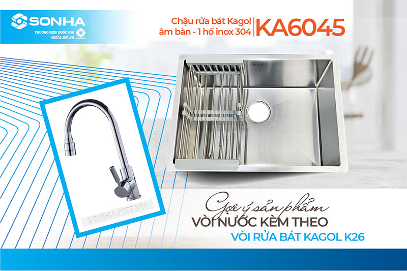 Chậu Kagol KA6045 v&agrave; v&ograve;i K26