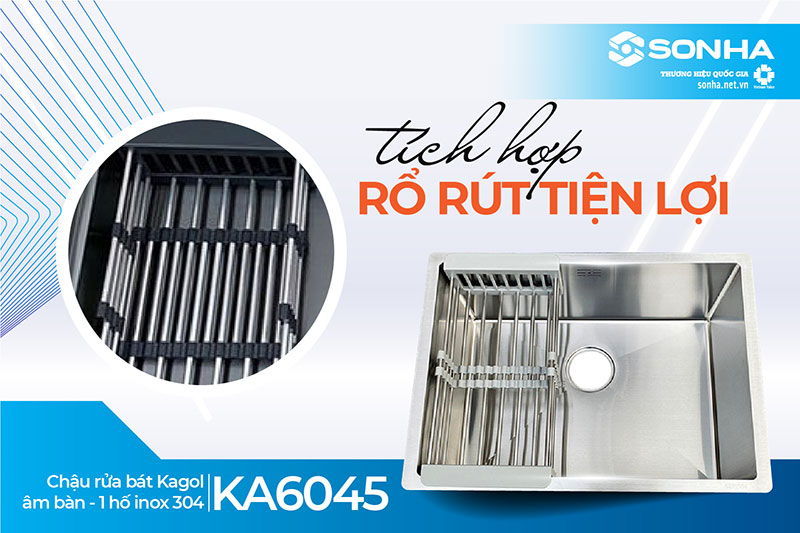 Mua chậu Kagol KA6045 tặng rổ r&uacute;t 