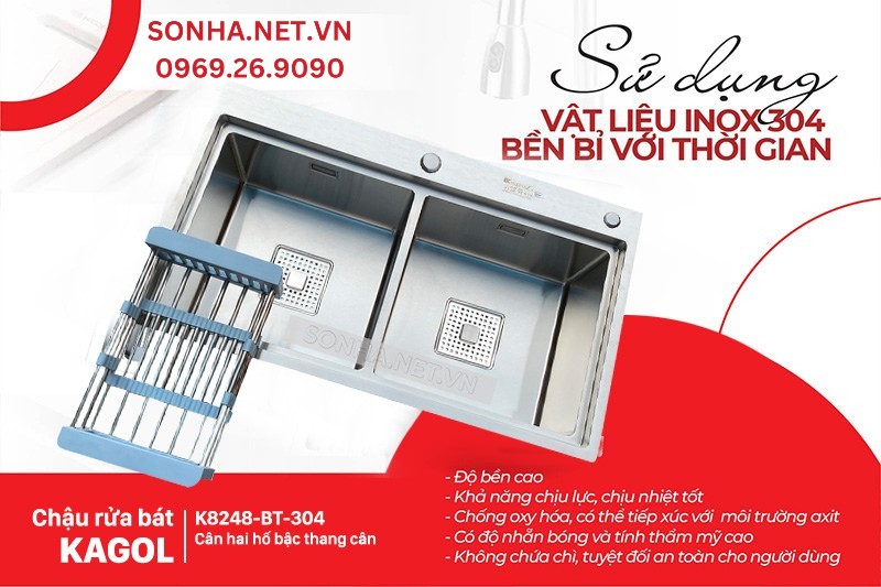 Chậu rửa b&aacute;t inox304 si&ecirc;u bền