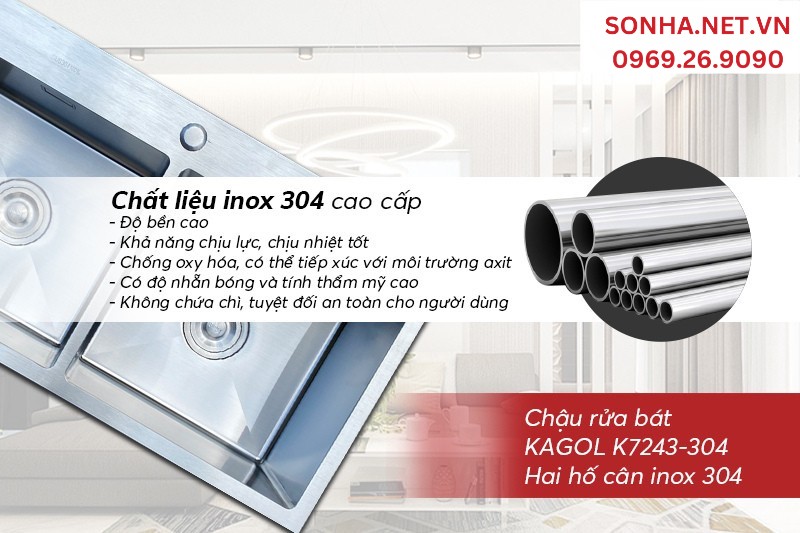 Chậu Kagol K7243-304 ưa chuộng nhờ sở hữu 4 ưu điểm inox 304