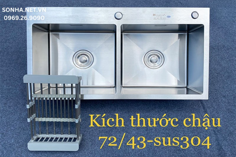 H&igrave;nh ảnh thực tế chậu rửa ch&eacute;n inox Kagol K7243-304