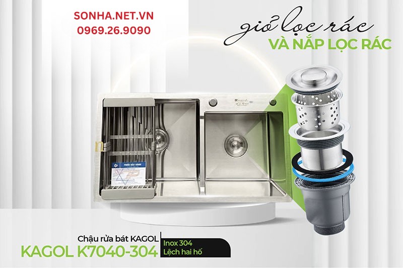 Giỏ v&agrave; nắp lọc r&aacute;c thiết kế tối ưu, tho&aacute;t nước nhanh