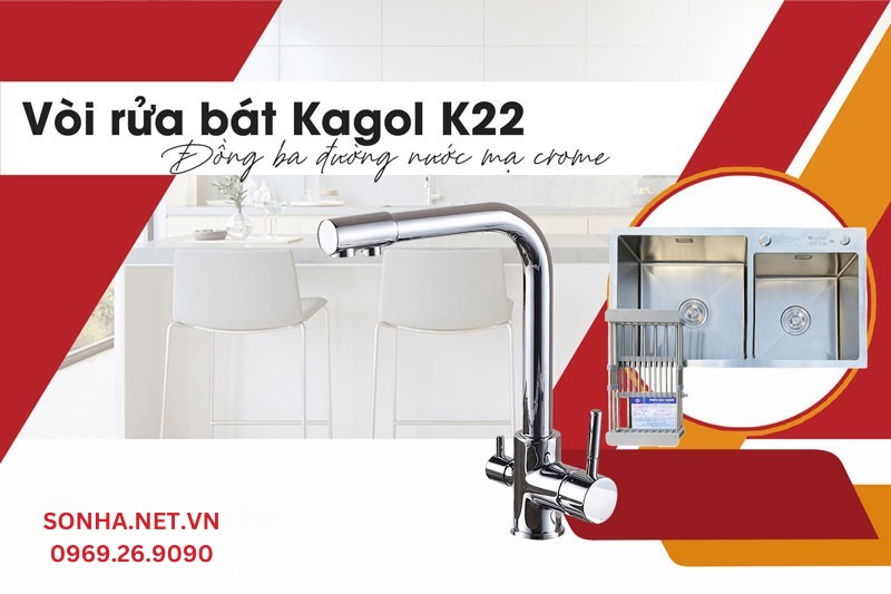 Chậu K7243-304 Lệch v&agrave; v&ograve;i K22 n&acirc;ng tầm tiện &iacute;ch căn bếp