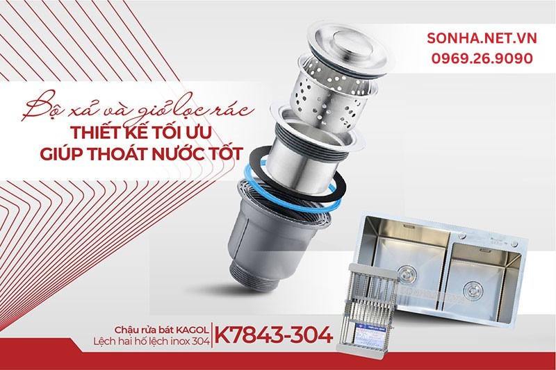 Bộ xả v&agrave; giỏ lọc r&aacute;c thiết kế tối ưu người d&ugrave;ng