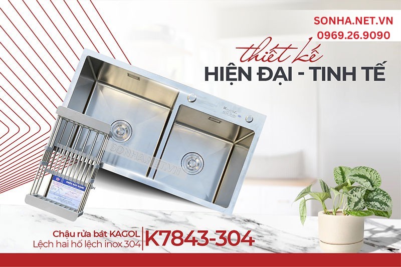 Chậu Kagol K7843-304 thiết kế hiện đại, sang trọng