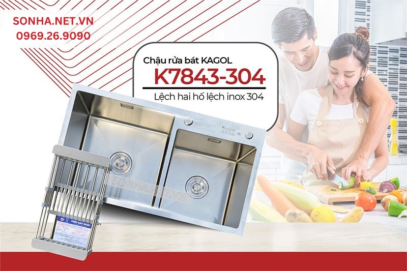 Chậu rửa b&aacute;t Kagol K7843-304 bền đẹp, tiện &iacute;ch