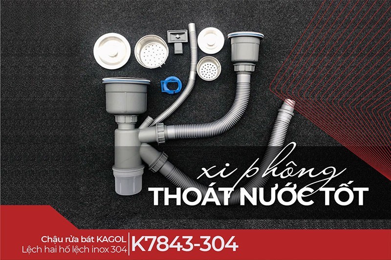 Xi ph&ocirc;ng chậu Kagol K7843-304 tho&aacute;t nước, ngăn m&ugrave;i hiệu quả