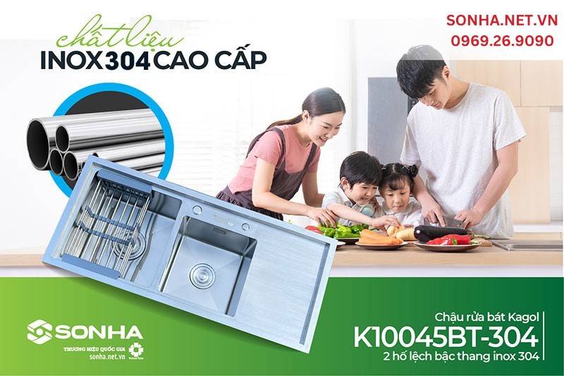Kagol K10045-BT 304 l&agrave;m từ inox 304 n&ecirc;n bền đẹp, chịu nhiệt tốt