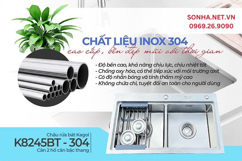 Kagol K8245BT-304 c&acirc;n l&agrave;m từ inox 304 c&oacute; 4 ưu điểm nổi bật 