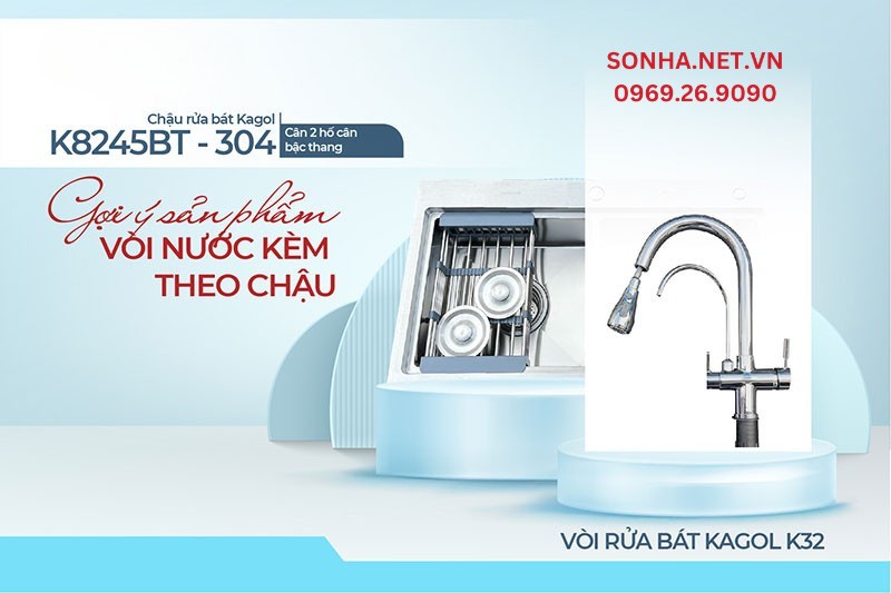 Bộ đ&ocirc;i ho&agrave;n hảo lắp c&ugrave;ng nhau Kagol K8245BT-304 c&acirc;n v&agrave; v&ograve;i K32