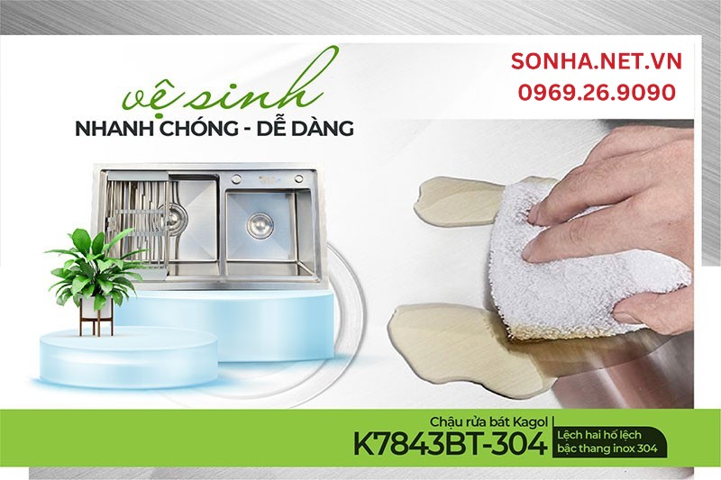 Chậu Kagol K7843BT-304 d&ugrave;ng khăn mềm vệ sinh nhanh ch&oacute;ng