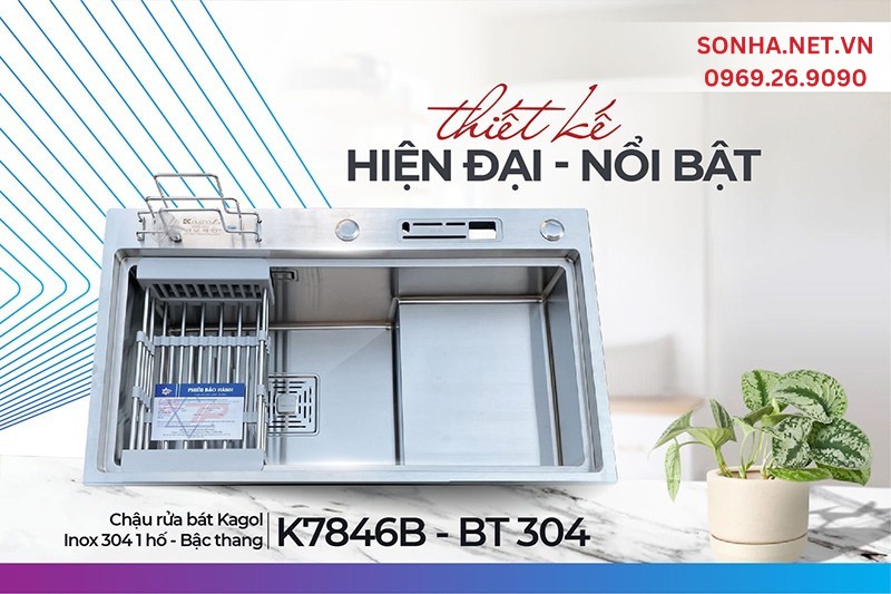 Kagol K7846B-BT 304 với c&ocirc;ng nghệ hiện đại tạo n&ecirc;n n&eacute;t tinh tế, hiện đại trong căn bếp