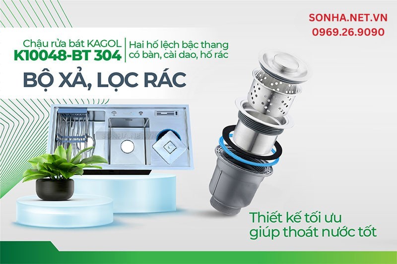 Kagol K10048-BT 304 thiết kế tối ưu, ngăn r&ograve; rỉ nước