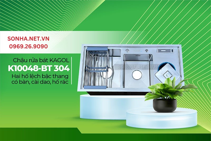 Chậu Kagol K10048-BT 304 tiện &iacute;ch 4 in 1